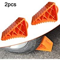 Oulian 2 Piezas Calzo para Ruedas- Cuñas Plástico con Mango Calzos de Ruedas Antideslizante Cuñas de Freno Colgante…
